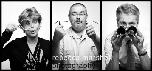 Three Portraits from Optician Series Three portraits of optician with their optical equipment