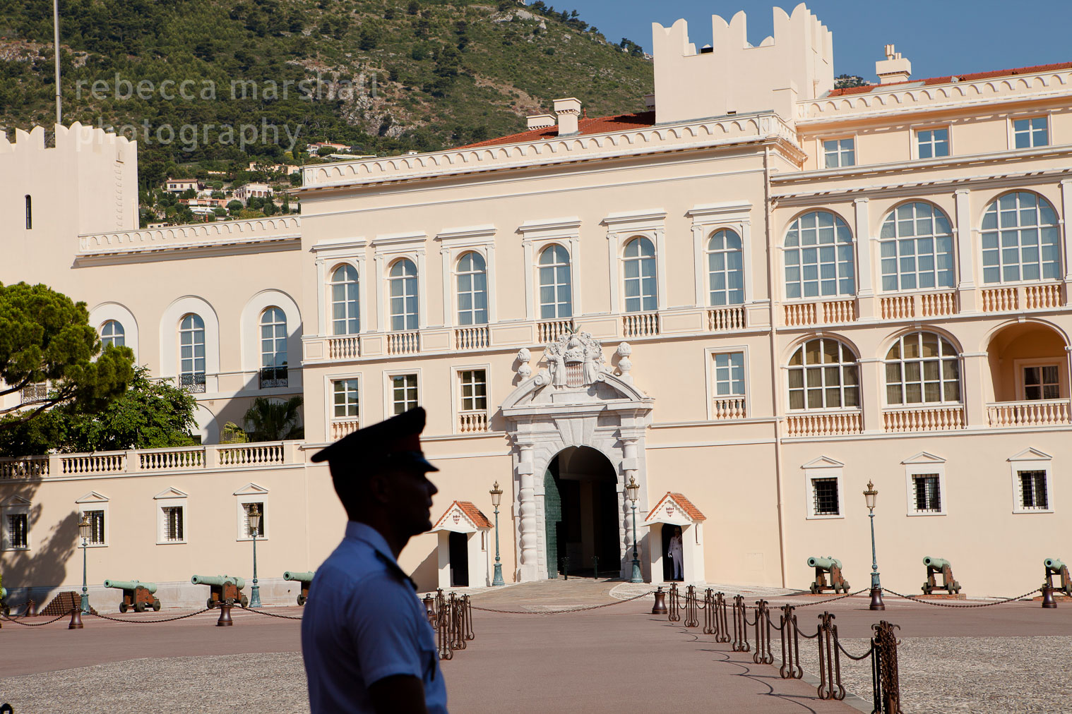 A carabinier standing guard in front of the Prince's Palace, Monaco