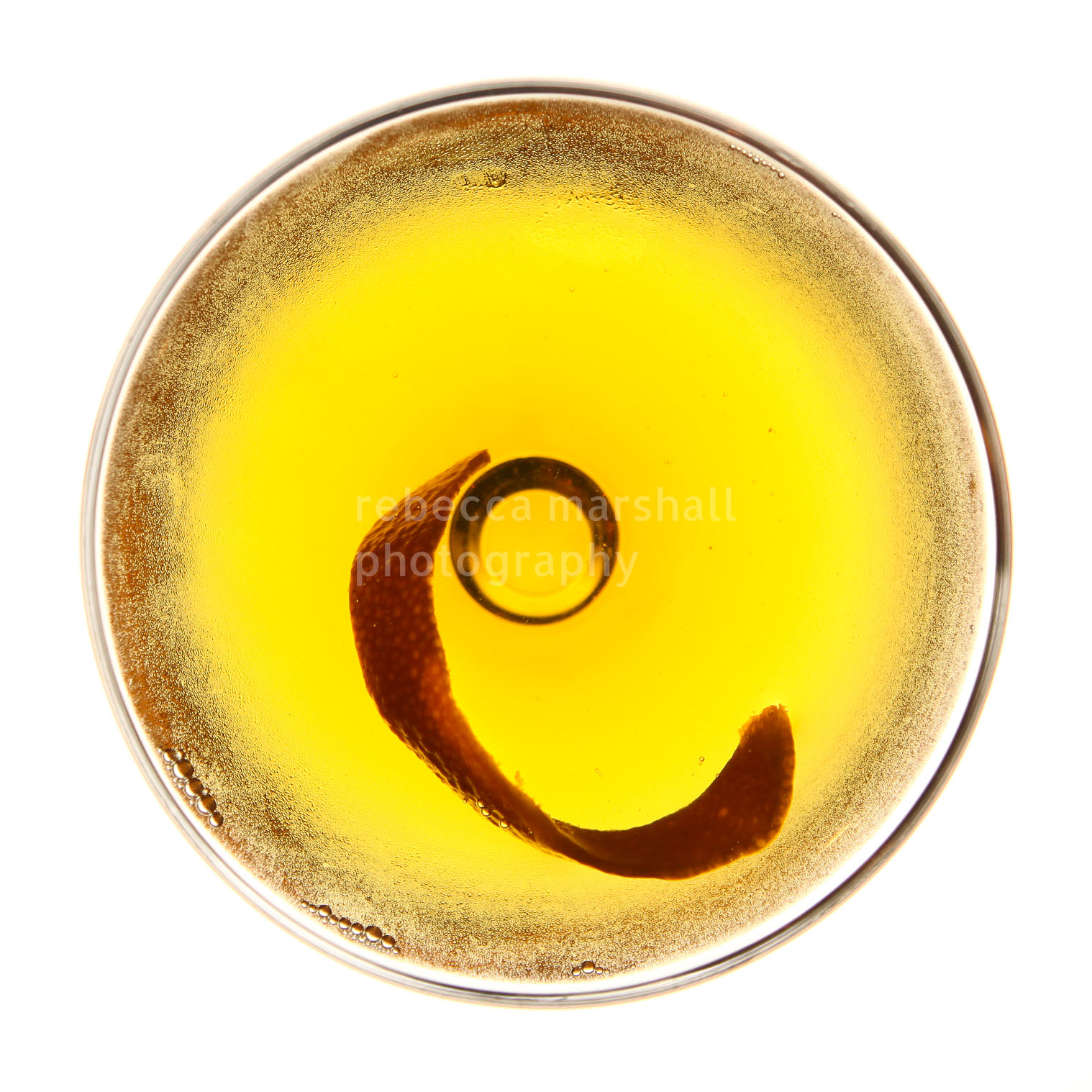 A whisky cocktail photographed from above