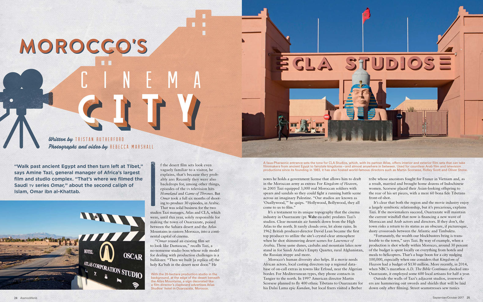 Page layout of opening spread of the feature article, showing photographs and text