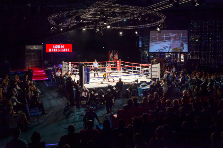 Wide view of boxing ring at the Monte Carlo Casino