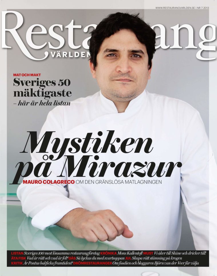 Magazine cover showing a portrait of a chef