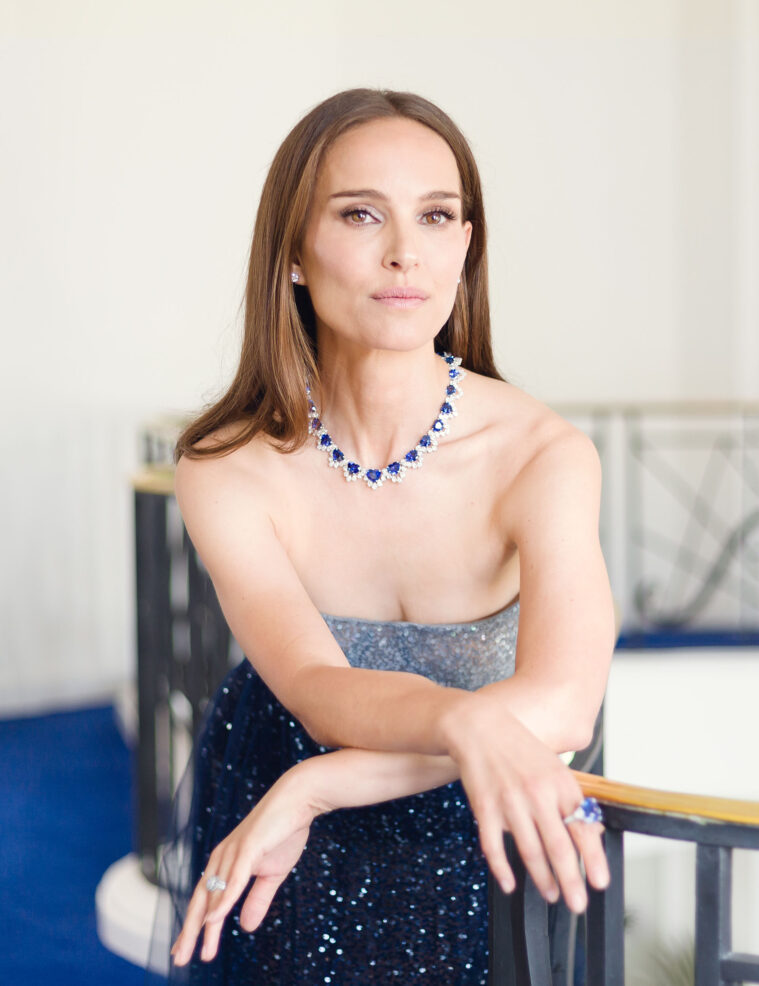 Portrait of actress Natalie Portman in an evening gown