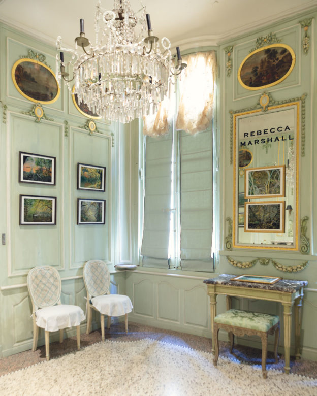 Photograph of Rebecca Marshall's photo exhibition in the 17th century salon of Galerie Huit Arles