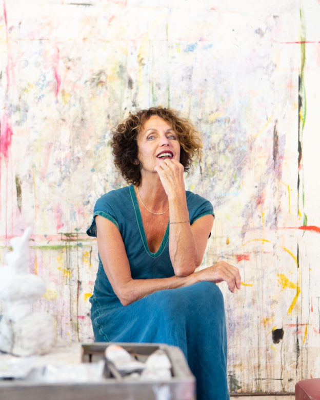 Portrait of artist Karin Müller-Wohlfahrt in her studio