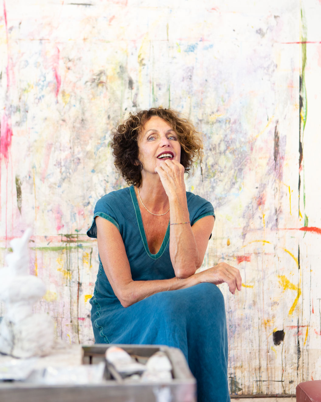 Portrait of artist Karin Müller-Wohlfahrt in her studio