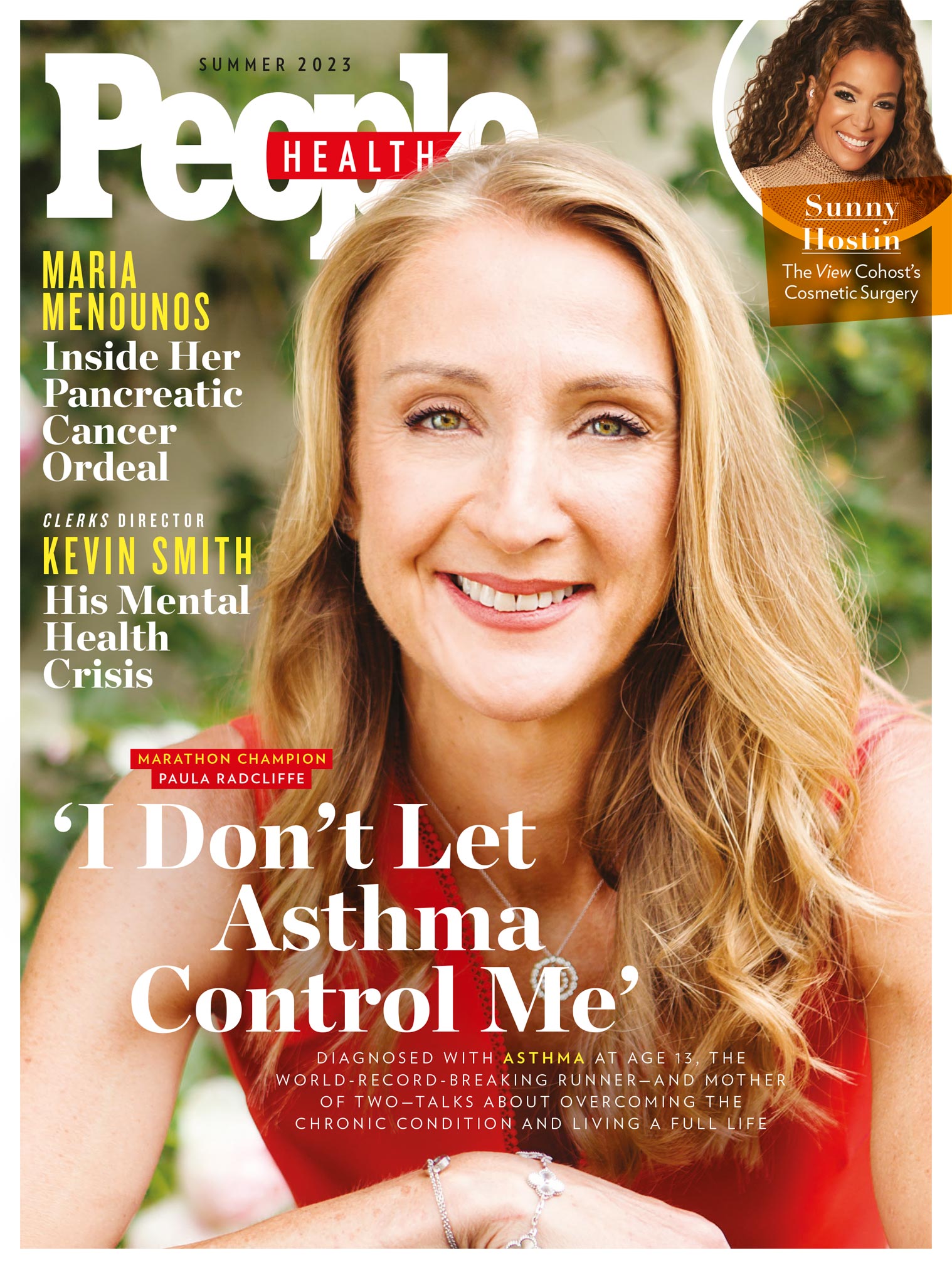 Cover of People Health magazine, showing portrait of Paula Radcliffe wearing a red dress