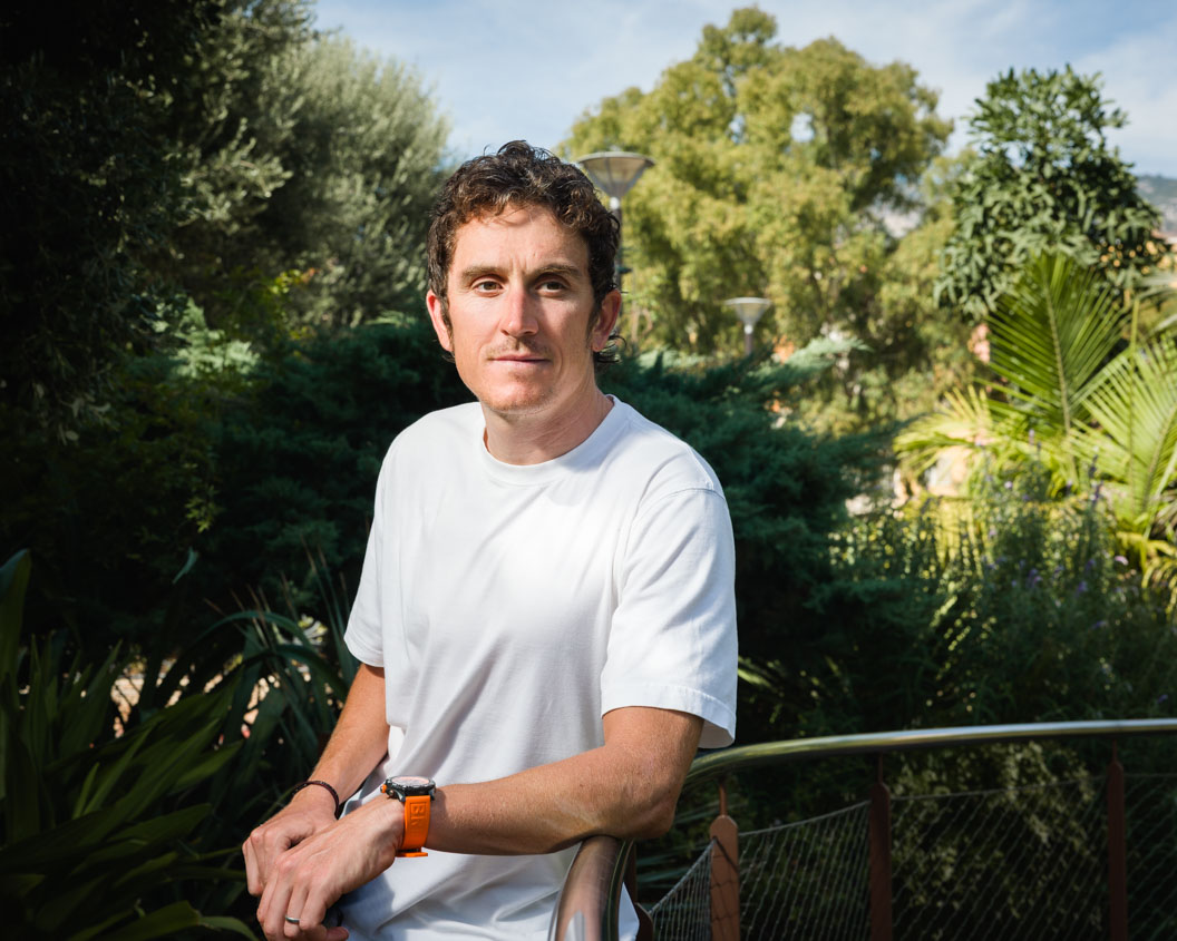 Portrait of Geraint Thomas in a park