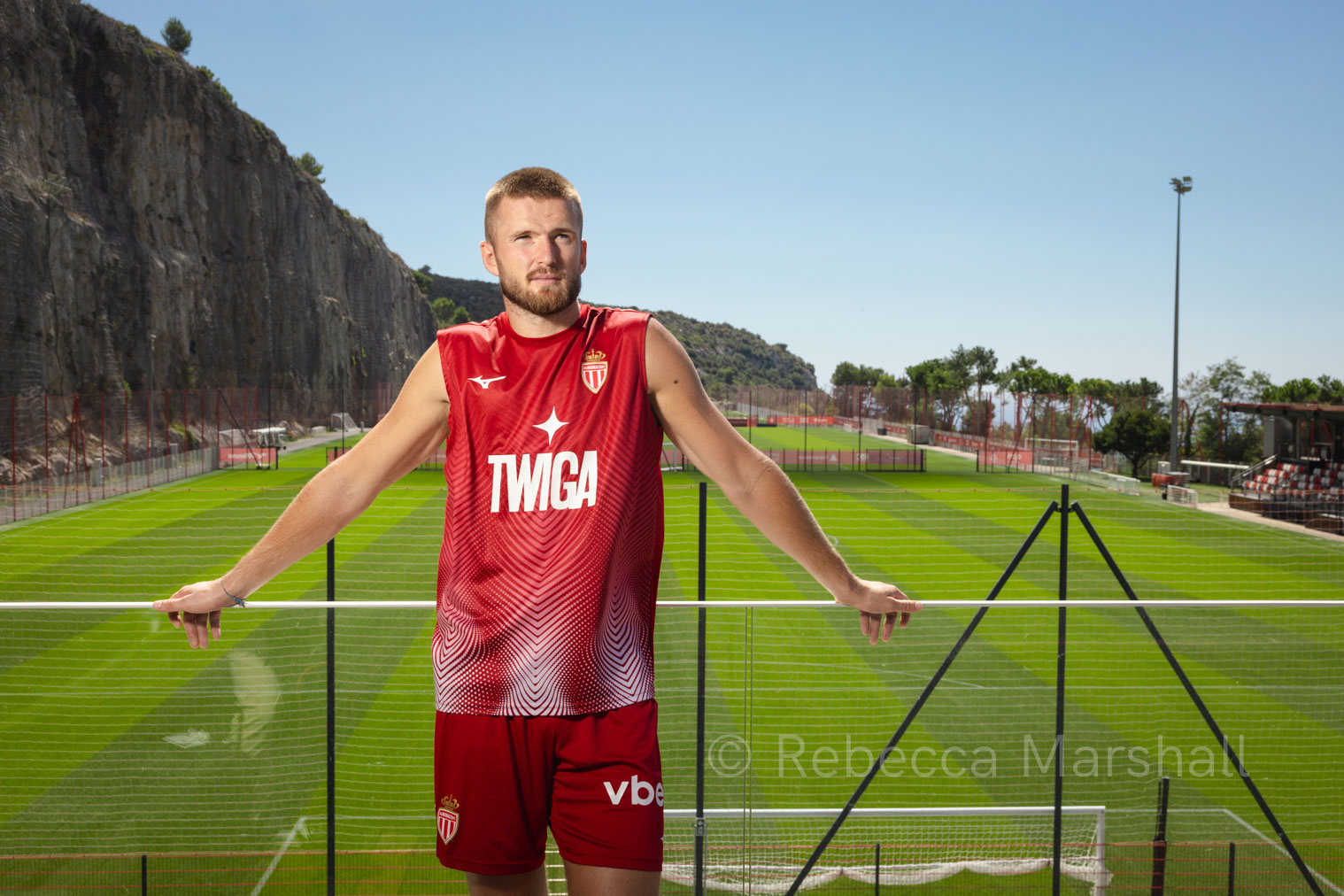 Eric Dier, AS Monaco Photograph of Eric Dier above the training ground of football club AS Monaco